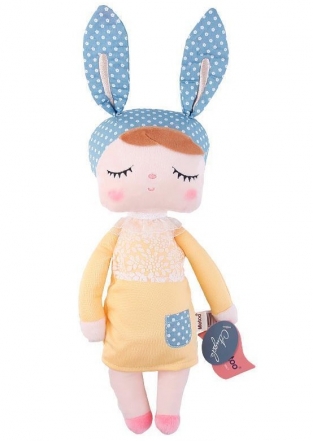 Metoo Angela knuffel pop, konijn gele jurk Kanindocka knuffelpopje, Lapin doll